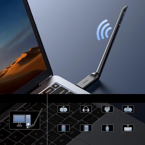 Karta sieciowa adapter bezprzewodowy WiFi 6 z Bluetooth 5.4 - czarny