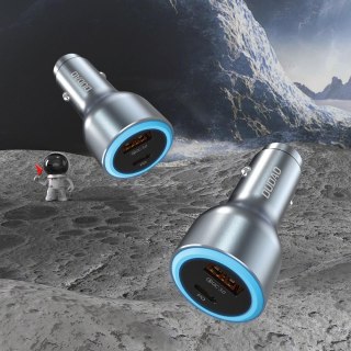 Ładowarka samochodowa USB-A USB-C PD QC LED 120W - szary