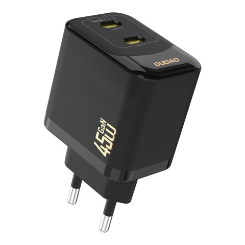 Ładowarka sieciowa 2xUSB-C GaN PD 45W - czarna