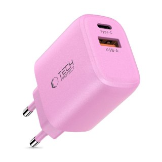 Ładowarka sieciowa USB-A USB-C NCA20 PD QC 20W - różowa