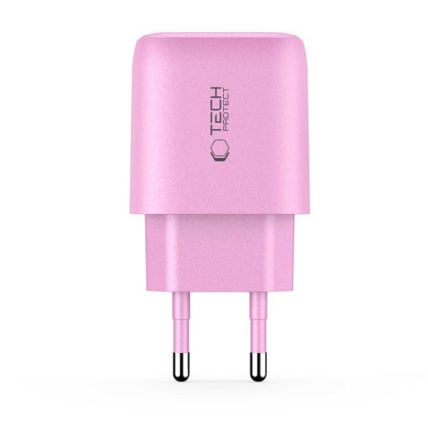 Ładowarka sieciowa USB-A USB-C NCA20 PD QC 20W - różowa