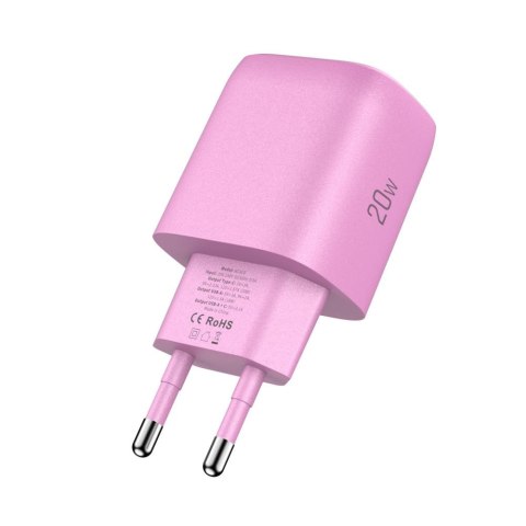 Ładowarka sieciowa USB-A USB-C NCA20 PD QC 20W - różowa