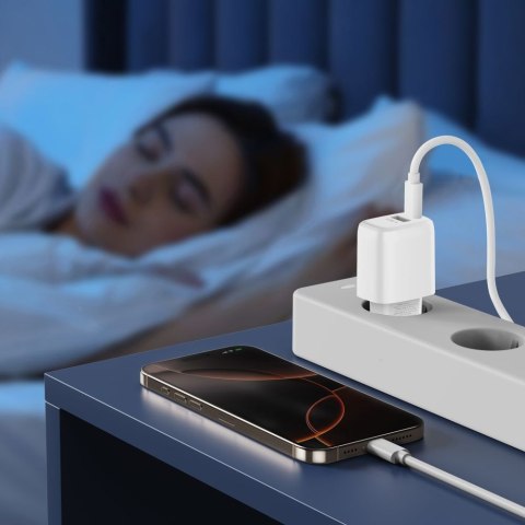 Ładowarka sieciowa USB-A USB-C NCA30 PD QC 30W - biała