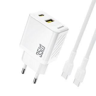 Ładowarka sieciowa USB-A USB-C z kablem USB-C PD QC 35W - biała