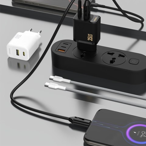 Ładowarka sieciowa USB-A USB-C z kablem USB-C PD QC 35W - czarna