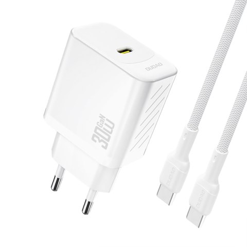 Ładowarka sieciowa USB-C z kablem USB-C GaN PD 30W - biała