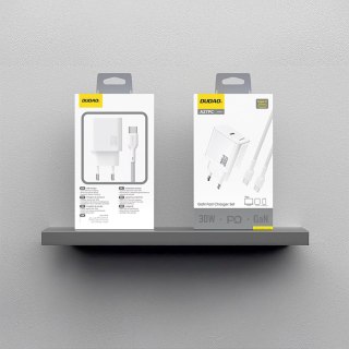 Ładowarka sieciowa USB-C z kablem USB-C GaN PD 30W - biała
