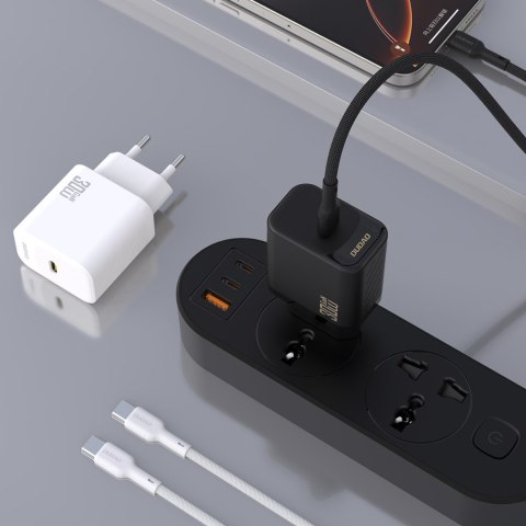 Ładowarka sieciowa USB-C z kablem USB-C GaN PD 30W - biała