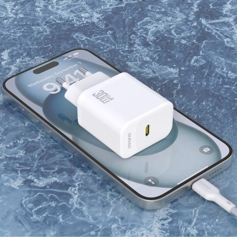 Ładowarka sieciowa USB-C z kablem USB-C GaN PD 30W - biała