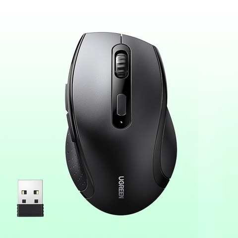 Myszka bezprzewodowa ergonomiczna optyczna 5 przycisków 1600 DPI - czarna
