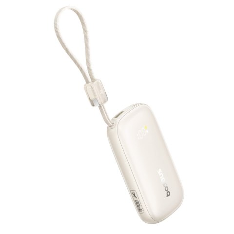 Powerbank 10000mAh 22.5W z kablem smyczą EnerFill FC21 Qpow 3 Ultra - beżowy