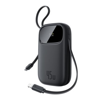 Powerbank 10000mAh 45W z kablami USB-C iPhone Lightning EnerFill FC31 - czarny
