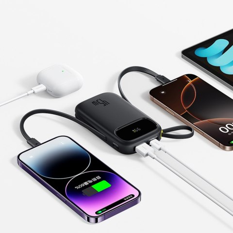 Powerbank 10000mAh 45W z kablami USB-C iPhone Lightning EnerFill FC31 - czarny