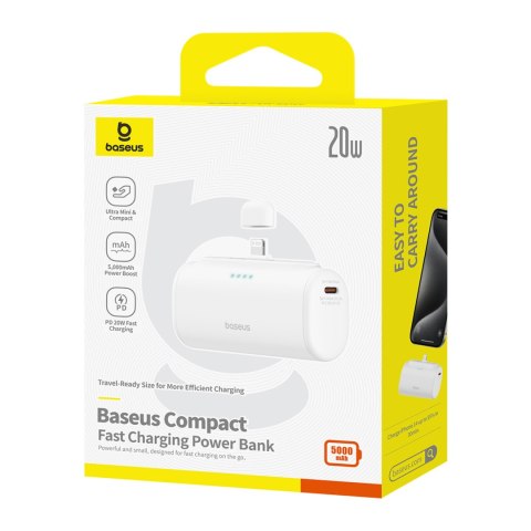Powerbank 5000mAh iPhone Lightning USB-C Compact 20W - biały