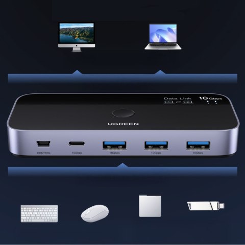 Przełącznik switch USB-C USB-A 10Gb/s - szary