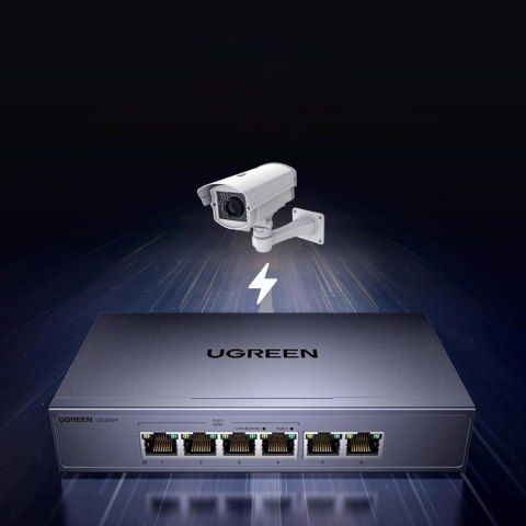 Switch przełącznik sieciowy Ethernet 6-Portowy 1Gb/s z PoE - szary