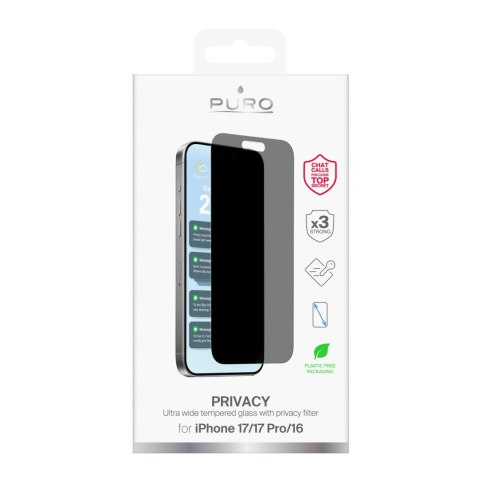 Szkło hartowane prywatyzujące na iPhone 17 / iPhone 17 Pro / iPhone 16 Privacy