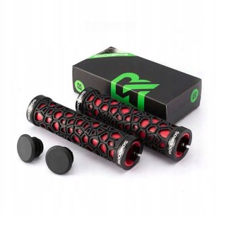 Gripy rowerowe chwyty z gumy przyczepne śr. 22mm czarno-czerwone