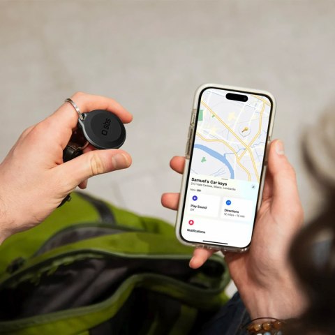 Lokalizator kompatybilny z Apple Find My wodoodporny IP65 Track My Circle - czarny