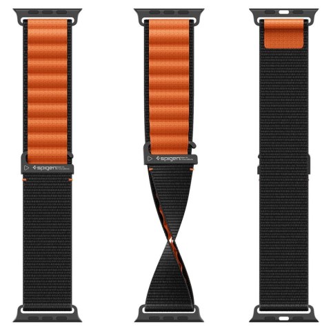 Pasek na zegarek Apple Watch 44 / 45 / 46 / 49 mm WBF1 - czarno-pomarańczowy