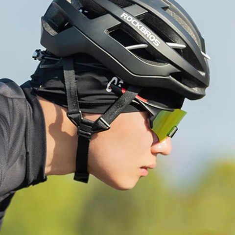 Czapka rowerowa kolarska z wycięciami na okulary - czarna