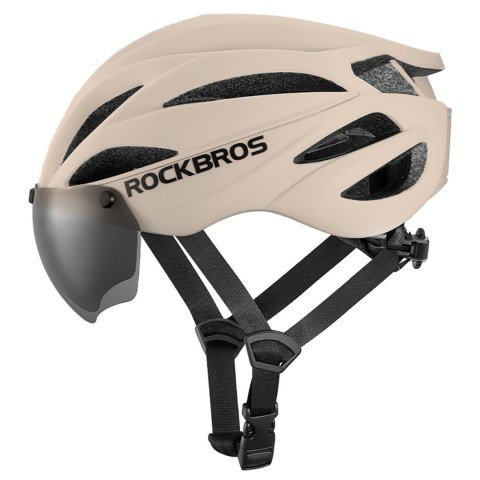 Kask rowerowy z szybką odpinanymi okularami z filtrem UV unisex - brązowy