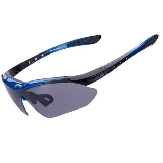 Okulary rowerowe polaryzujące 10007 - ZESTAW - czarno-niebieskie