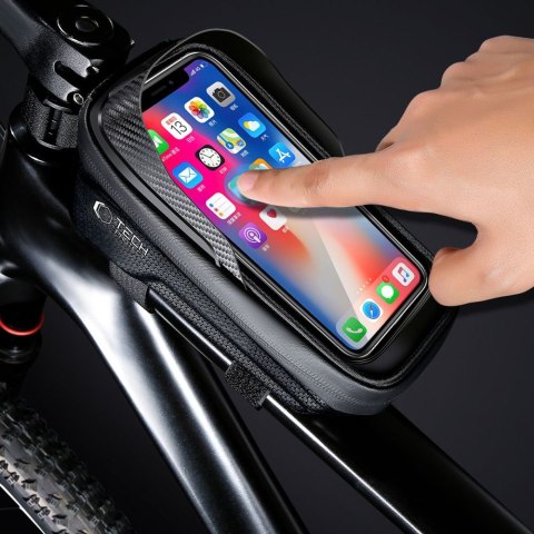 Torba rowerowa na ramę z miejscem na telefon 1l - czarna