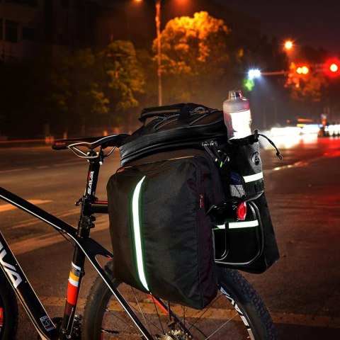 Torba rowerowa z rozkładanymi kieszeniami na bagażnik 35 l - czarna