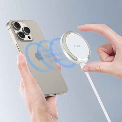 Ładowarka indukcyjna z podstawką kablem USB-A - USB-C MagSafe - biała