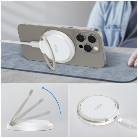 Ładowarka indukcyjna z podstawką kablem USB-A - USB-C MagSafe - biała