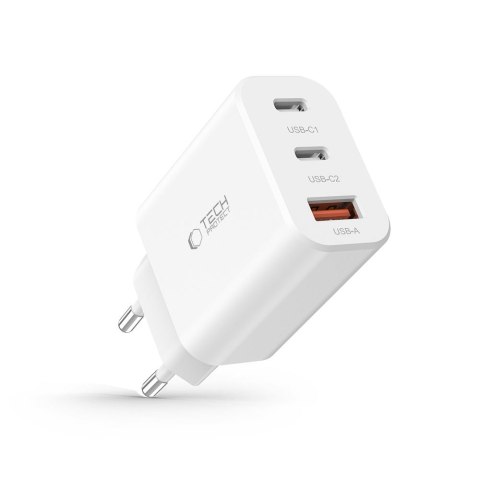 Ładowarka sieciowa 2x USB-C PD / USB-A QC 30W - biała