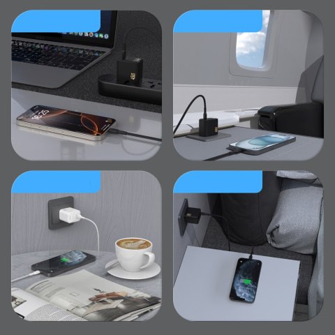 Ładowarka sieciowa GaN z kablem USB-C 45W - biała