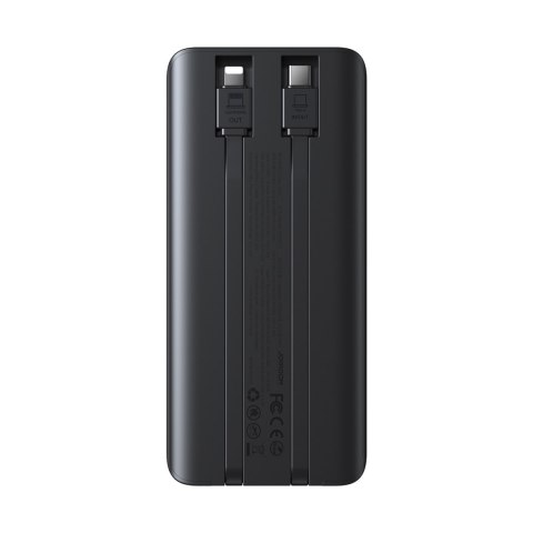 Powerbank 10000mAh z wbudowanymi kablami USB-C iPhone Lightning - czarny