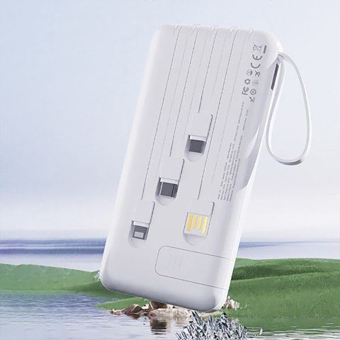 Powerbank K11 Pro 20000mAh z wbudowanymi kablami - biały