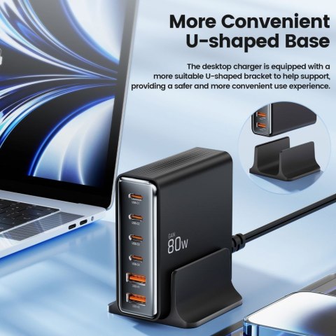 Stacja ładująca do urządzeń 4x USB-C 2x USB-A 80W