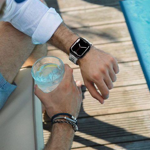 Bransoleta stalowa na Apple Watch 4 / 5 / 6 / 7 / 8 / 9 / SE / Ultra 1 / 2 - tytanowo-pomarańczowa