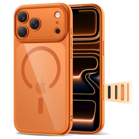 Etui pokrowiec case na iPhone 17 Pro Max Magpeak Magsafe CC - przezroczysto-pomarańczowe