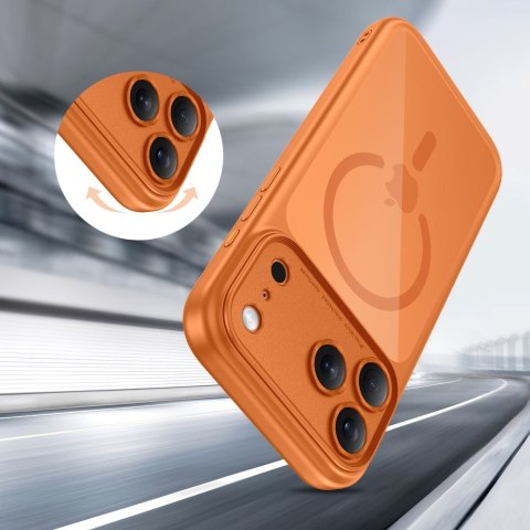 Etui pokrowiec case na iPhone 17 Pro Max Magpeak Magsafe CC - przezroczysto-pomarańczowe
