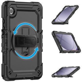 Etui z podstawką uchwytem smyczą na Samsung Galaxy Tab A9+ 11.0 X210 / X215 / X216 Solid360 - czarne