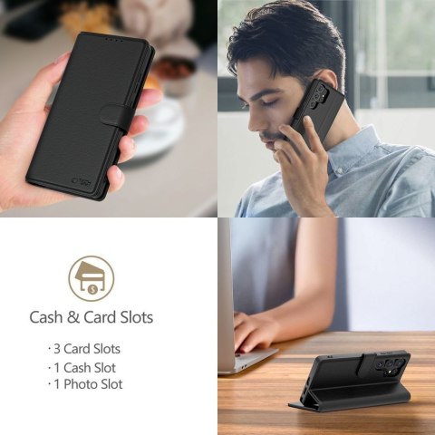 Etui zamykane z ekoskóry na Samsung Galaxy S25 FE Wallet - czarne