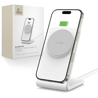 Ładowarka bezprzewodowa biurkowa do smartfona QI15W-A38 MagSafe - biała