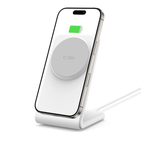 Ładowarka bezprzewodowa biurkowa do smartfona QI15W-A38 MagSafe - biała