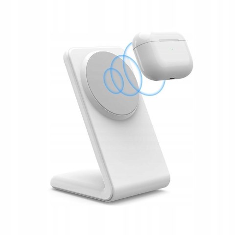 Ładowarka bezprzewodowa biurkowa do smartfona QI15W-A38 MagSafe - biała