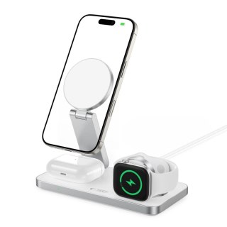 Ładowarka indukcyjna 3w1 do iPhone Apple Watch AirPods + kabel USB-C MagSafe - biała