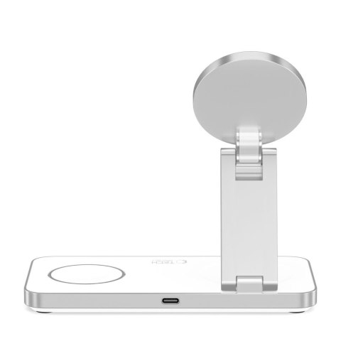 Ładowarka indukcyjna 3w1 do iPhone Apple Watch AirPods + kabel USB-C MagSafe - biała