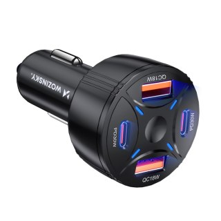 Ładowarka samochodowa 2xUSB-C 2xUSB-A 60W - czarna