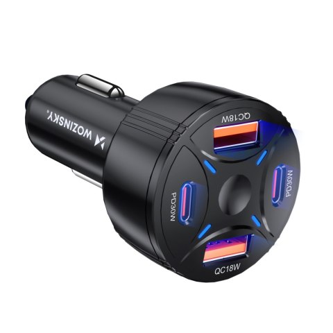 Ładowarka samochodowa 2xUSB-C 2xUSB-A 60W - czarna