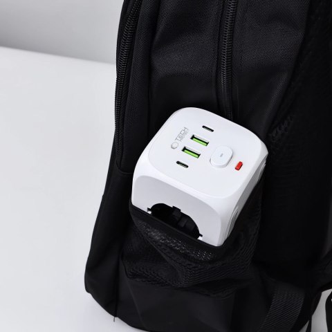 Listwa kostka zasilająca rozdzielacz USB-A USB-C AC Typ Schuko - biały