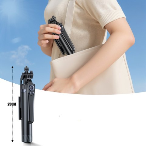 Selfie stick kijek z uchwytem do smartfona teleskopowy tripod 1.3m - czarny